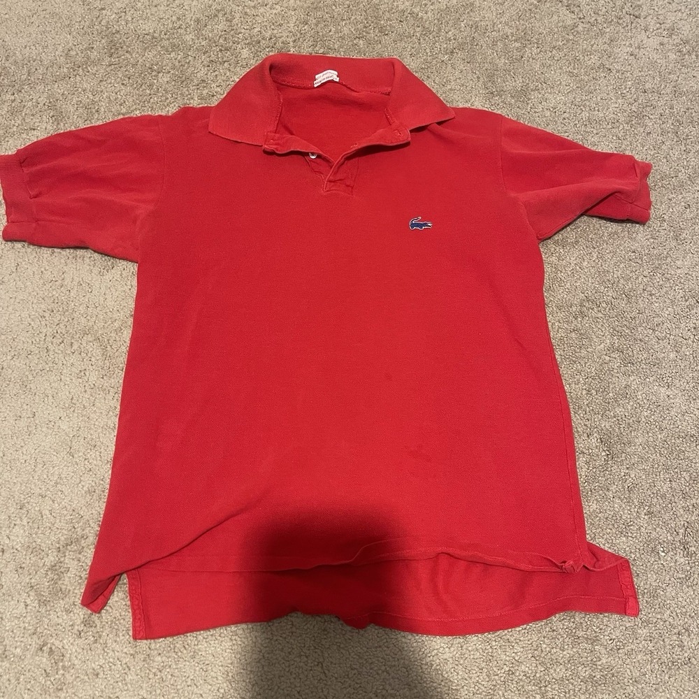 VTG 50'S RARE LACOSTE MEN'S RED POLO SHIRT MADE IN FRANCE Size Small